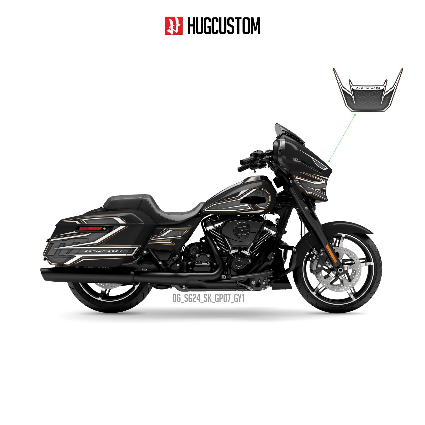 Sticker Kit for Touring SG (FLHX) (2024-2026) - 'Racing Apex' Design - HUGSTICKERCUSTOM 