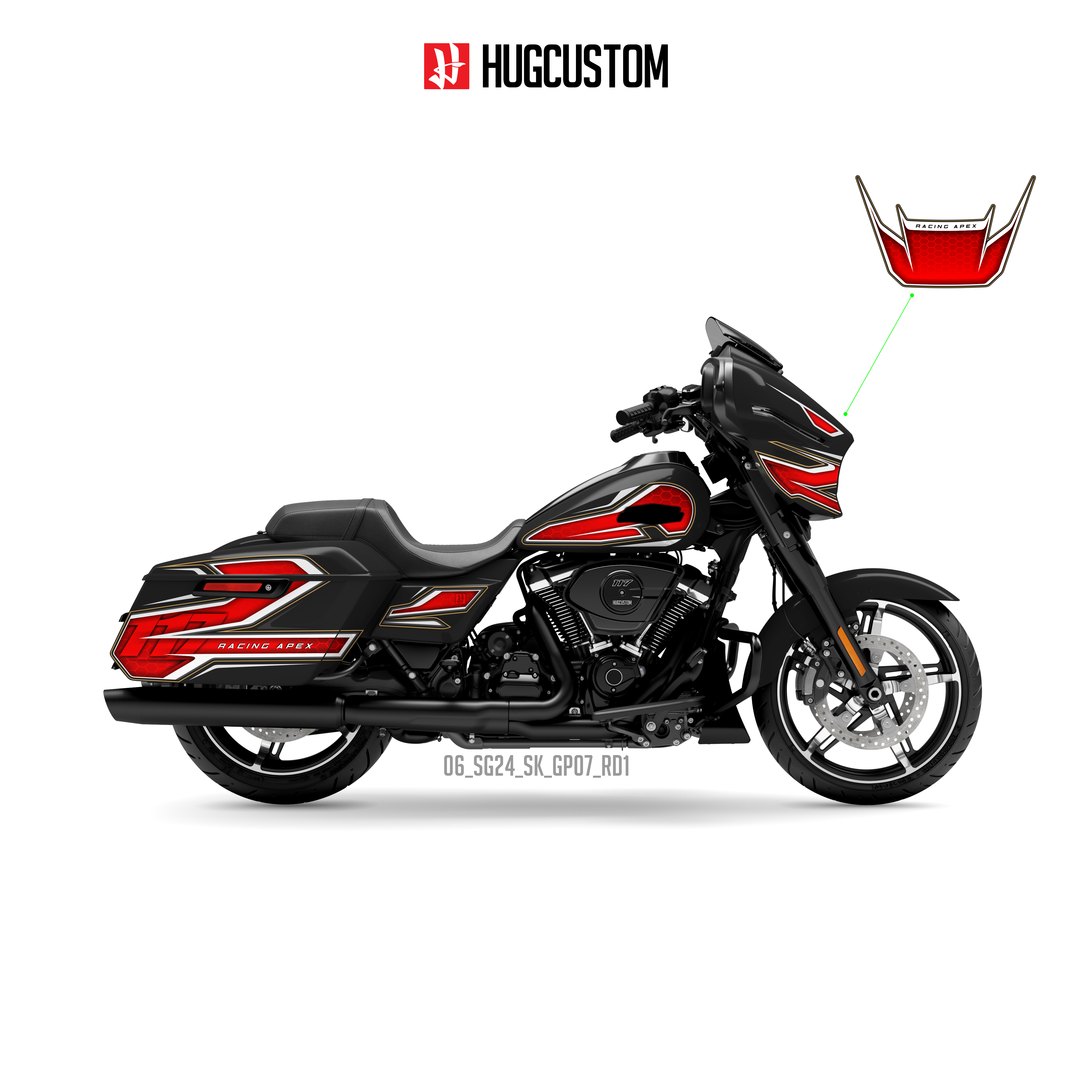 Sticker Kit for Touring SG (FLHX) (2024-2026) - 'Racing Apex' Design - HUGSTICKERCUSTOM 