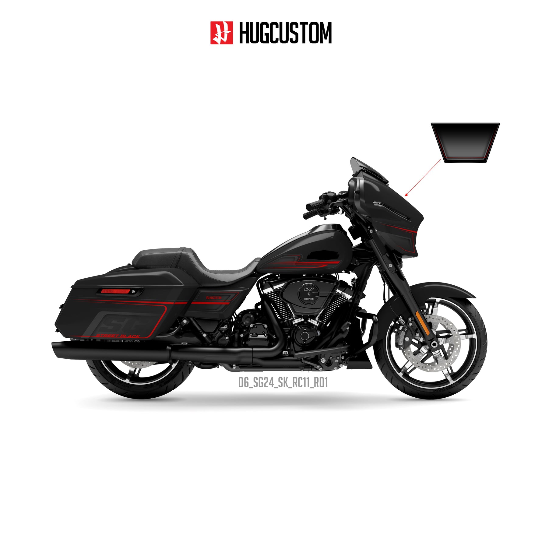 Sticker Kit for Touring SG (FLHX) (2024-2026) - 'Street Black' Design - HUGSTICKERCUSTOM 