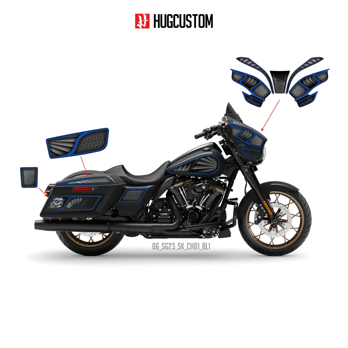 Sticker Kit for Touring SG (FLHXS/FLHXST) (2015-2023) - 'Chicano Style' Design - HUGSTICKERCUSTOM