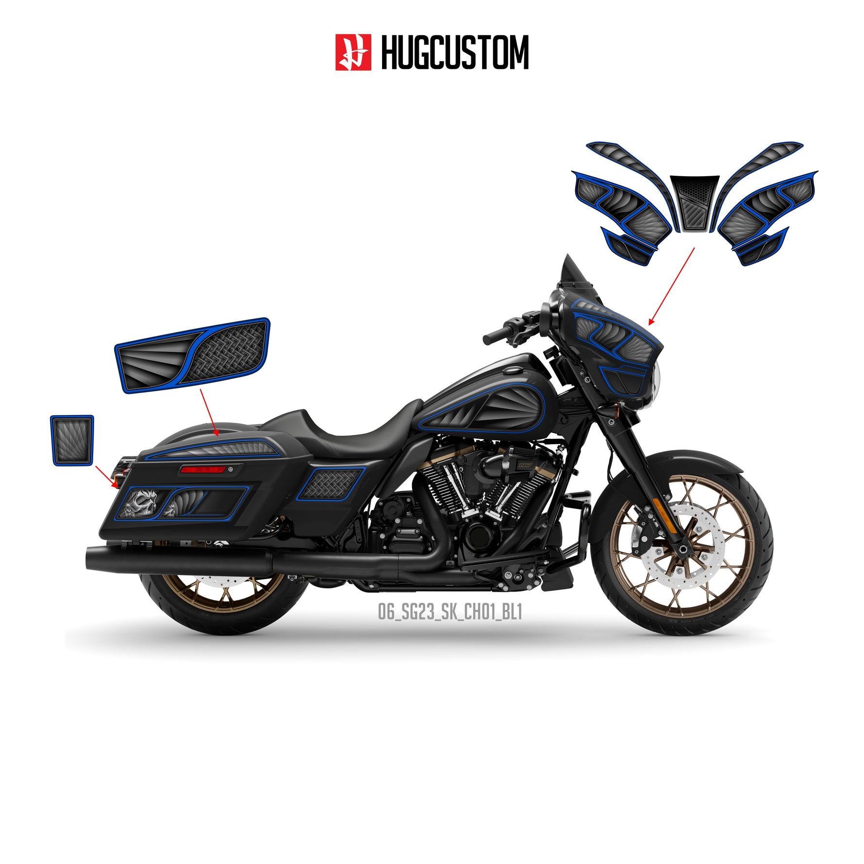 Sticker Kit for Touring SG (FLHXS/FLHXST) (2015-2023) - 'Chinano Style' Design - HUGSTICKERCUSTOM 