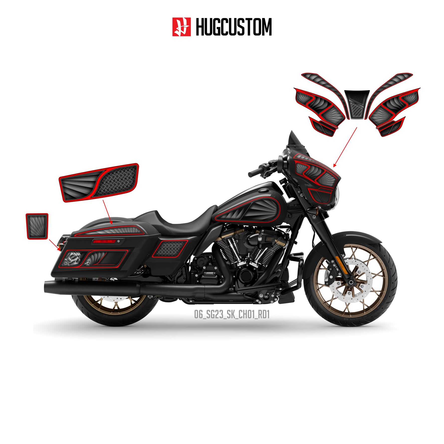 Sticker Kit for Touring SG (FLHXS/FLHXST) (2015-2023) - 'Chinano Style' Design - HUGSTICKERCUSTOM 
