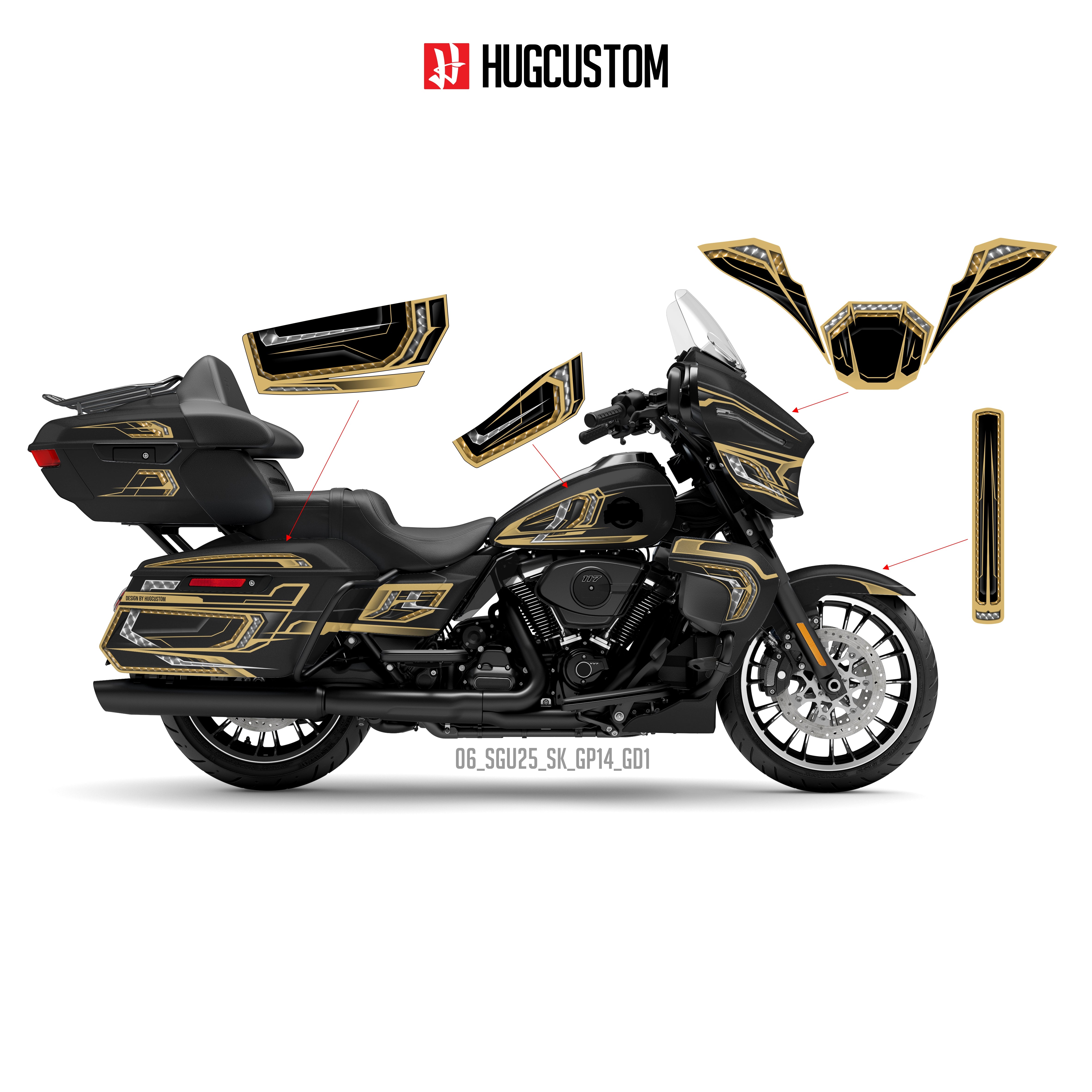 Sticker Kit for Touring SGU (FLHXU) (2025) - 'BLACKMAN' Design - HUGSTICKERCUSTOM
