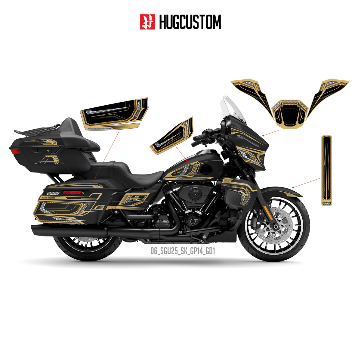 Sticker Kit for Touring SGU (FLHXU) (2025) - 'BLACKMAN' Design - HUGSTICKERCUSTOM