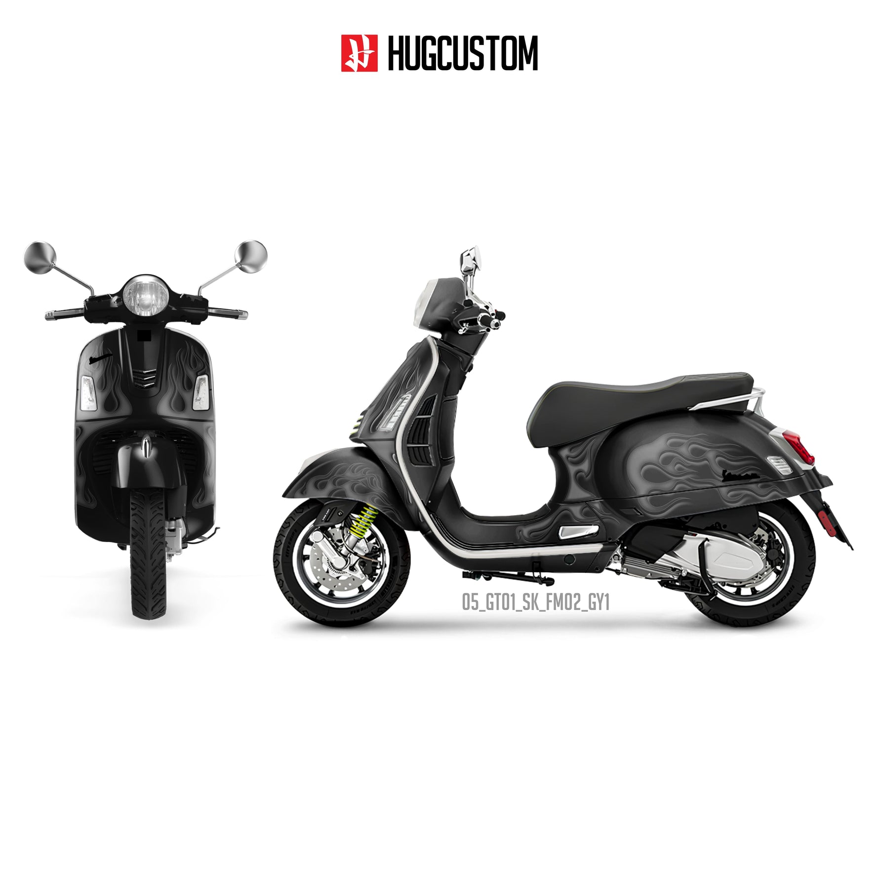 Sticker Kit for Vespa - 'Ember Shade' Design - HUGSTICKERCUSTOM 