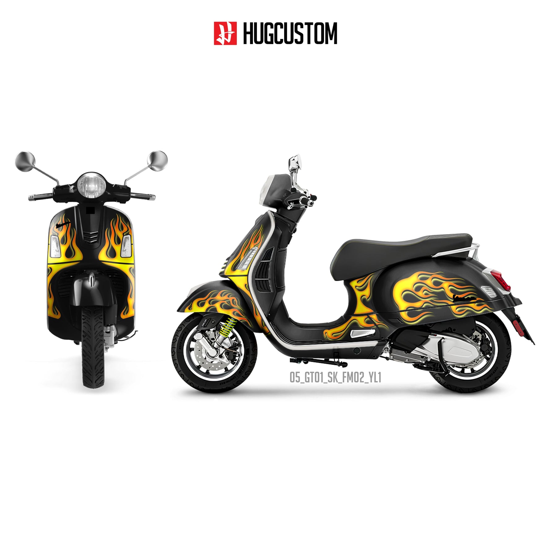 Sticker Kit for Vespa - 'Ember Shade' Design - HUGSTICKERCUSTOM 