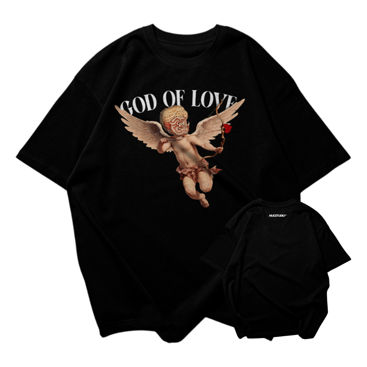 Hugstudio original Oversized Cotton T-shirt 'Yak Cupid' - HUGSTICKERCUSTOM 