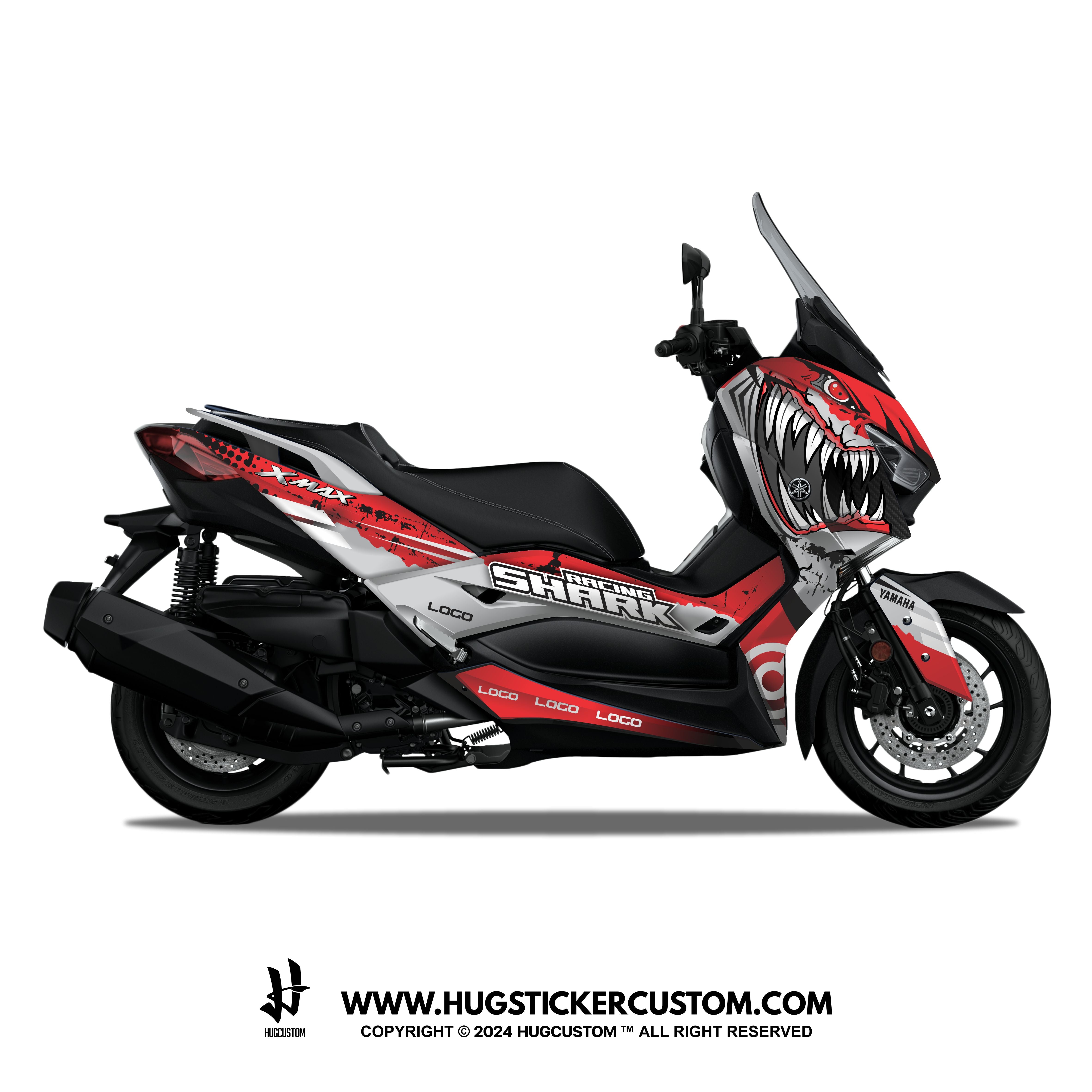 Yamaha XMAX 300 (2017-2022) Sticker - 'Mad Shark' Design - HUGSTICKERCUSTOM 
