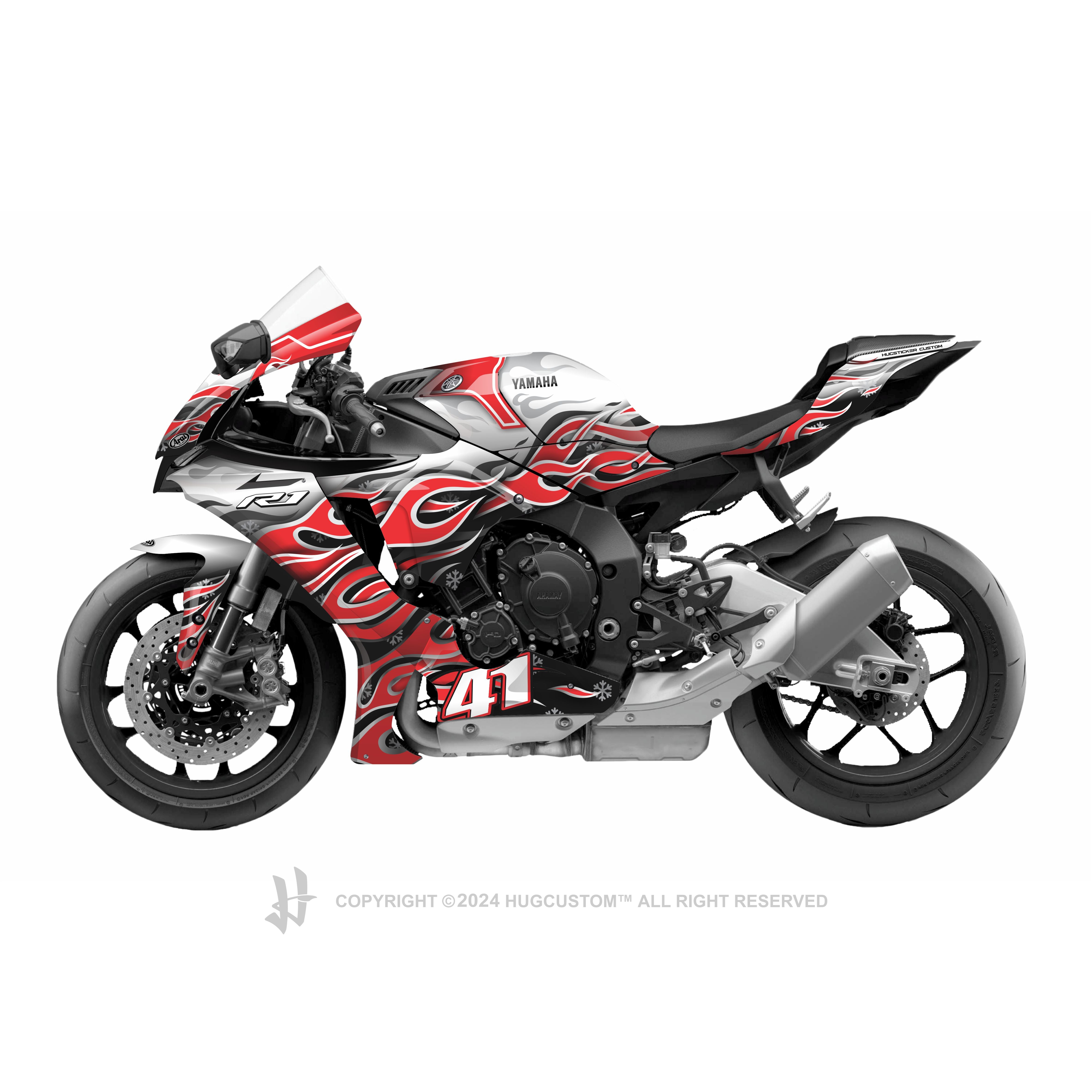 Yamaha YZF-R1 2020 Sticker - 'Arai Haga Fire' Design - HUGSTICKERCUSTOM 